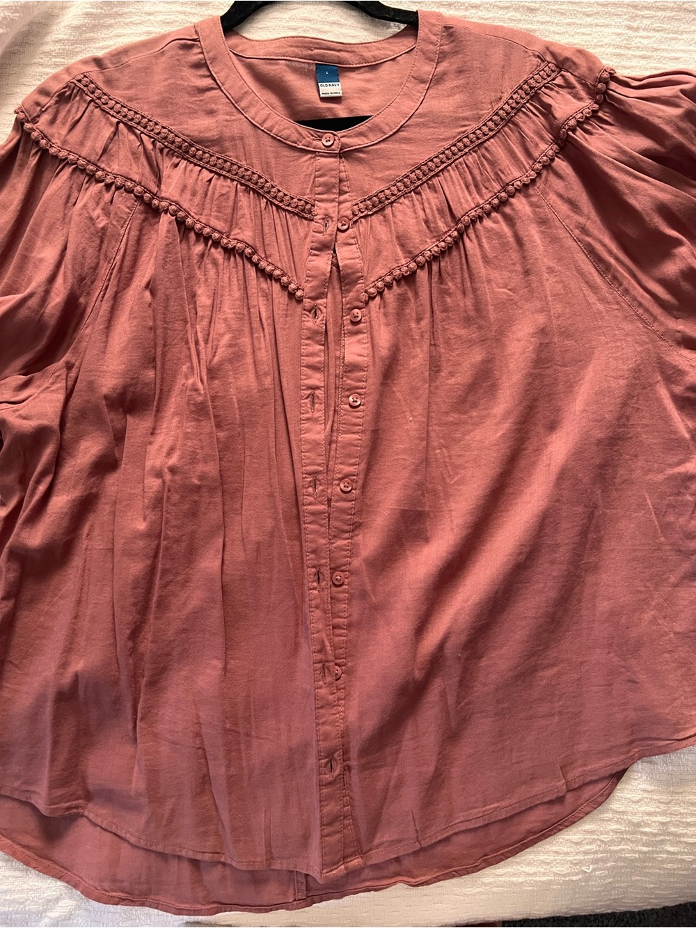 Old Navy Women's Dusty Rose Button Front Top